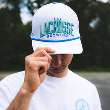 Load image into Gallery viewer, White & Blue Block Letter Hat